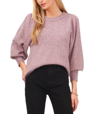 Sam Jess Womens Crewneck Puffed Sleeve Rich Black