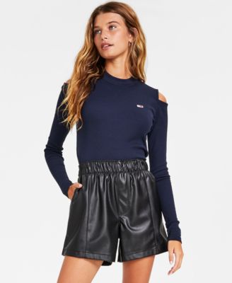 Pull côtelé à manches longues et épaules dénudées pour femme Tommy Jeans