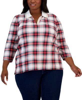 Tommy Hilfiger Plus Size Johnny-Collar Plaid Polo Shirt