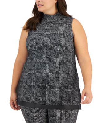 Anne Klein Plus Size Plaid Sleeveless Moc Anne