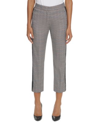 Tommy Hilfiger Womens Printed Side-Striped Straight-Leg Pants