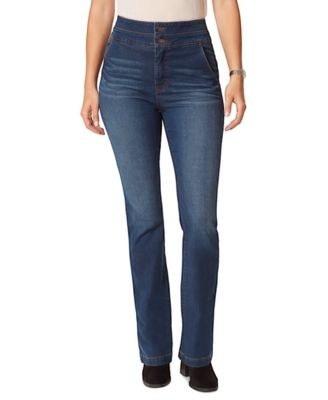Anne Klein Jeans Womens High-Rise Bootcut Slim Saddleback