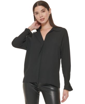 Calvin Klein Womens Long Sleeve V-Neck