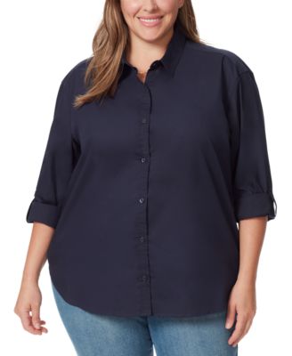 Gloria Vanderbilt Plus Size Amanda Button-Up Shirt.  Midnight Blue