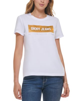 DKNY Jeans Womens Newspaper-Logo Short-S