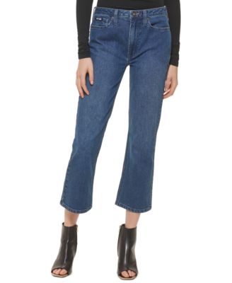 DKNY Jeans Womens High-Rise Cropped Kick Indigo