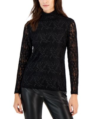 Anne Klein Women's Textured-Lace Zip-Back Blouse Top