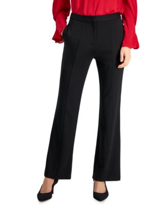 Womens Ponte-Knit High-Rise Flare Leg Pants