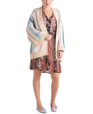 Tape Womens Kimono-Sleeve Open-Fro