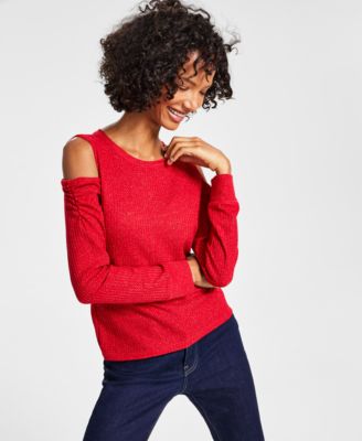 Chemise à épaules dénudées métallisée gaufrée Cold Forest de Tommy Hilfiger pour femme