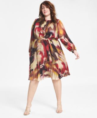 Calvin Klein Plus Size Abstract-Print Pleat