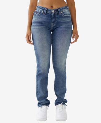 True Religion Womens Billie Mid-Rise Stretch Straight Leg Jeans