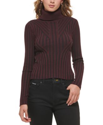 DKNY Jeans Womens Printed Turtleneck Long sleeve Top