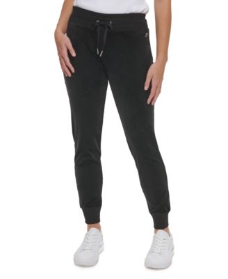 Calvin Klein Womens Velour Jogger Pants Black