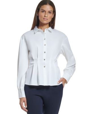 Tommy Hilfiger Womens Structured Peplum-Waist Shirt