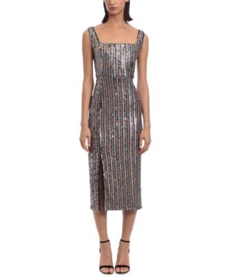 Donna Morgan Womens Sequined Square-Neck