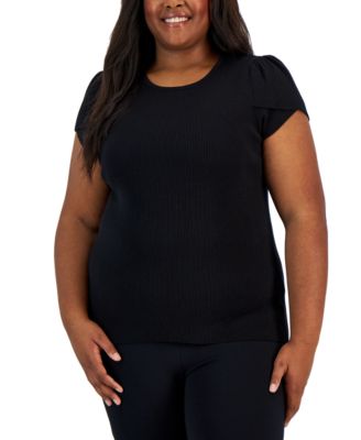 Anne Klein Plus Size Tulip-Sleeve Ribbed Anne