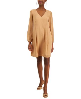 International Concepts Womens Long-Sleeve Shift Dres Hazel Wood