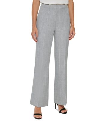 DKNY Womens High-Rise Wide-Leg Pant Cashmere Brown Multicolor