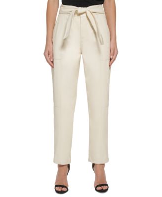 DKNY Womens Pull-On Tie-Waist Pant Buttercream