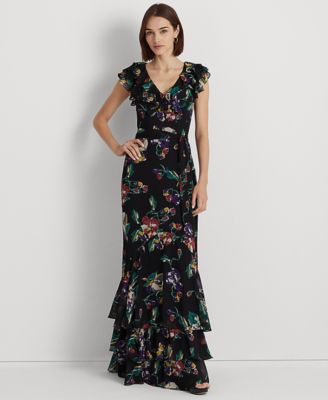 Robe froissée à fleurs en georgette pour femme de Lauren Ralph Lauren