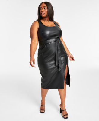 Nina Parker Trendy Plus Size Tie-Waist Dress