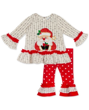 Rare Editions Baby Girls Santa Legging Set Gray 24 months