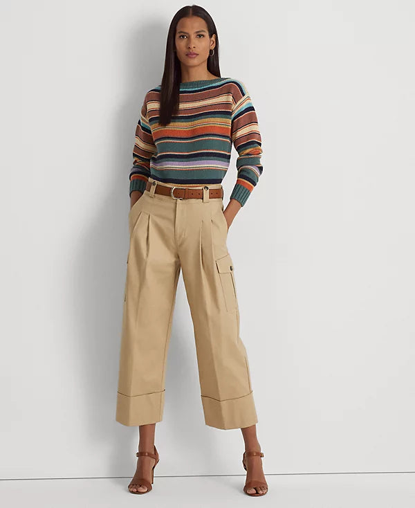 Pull à col bateau rayé en coton et lin pour femme de Lauren Ralph Lauren