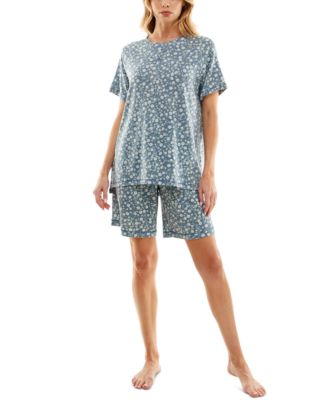 Roudelain Womens Printed Bermuda Shorts Pajama Set