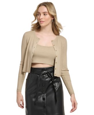 Calvin Klein X-Fit Cropped Camisole Cardi Chai