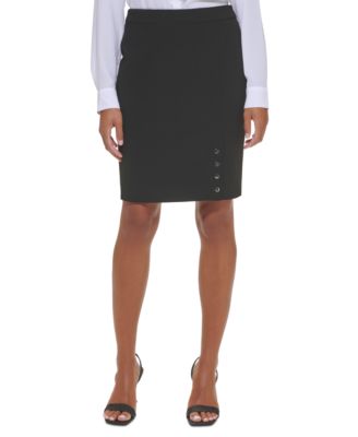 Calvin Klein Womens Button-Detail Pencil Skirt