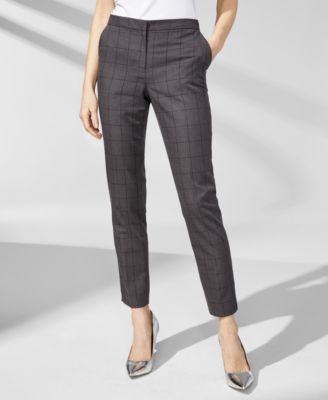 Calvin Klein Womens Windowpane Slim Leg An Charcoal Multi