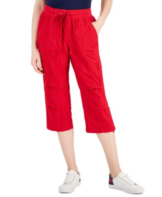 Tommy Hilfiger Womens Cropped Scarlet Pants