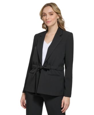 Calvin Klein Womens Tie Waist Blazer Black