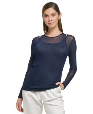 Calvin Klein Womens Layered Cutout Mesh