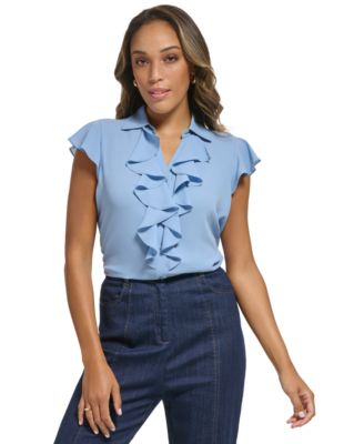 Chemisier volanté en mousseline de soie pour femme Calvin Klein