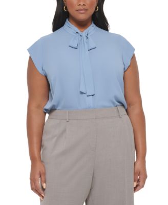 Calvin Klein Plus Size Cap-Sleeve Tie-