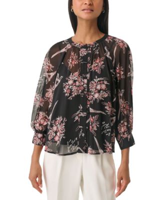 KARL LAGERFELD PARIS Womens Signature-Print Chiffo