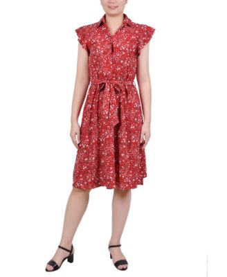 NY Collection NY Collection Petite avec ceinture Fl rouge à petites fleurs