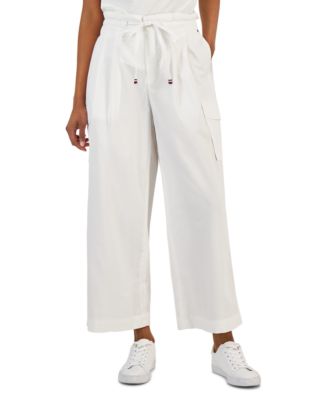 Tommy Hilfiger Womens Wide-Leg Drawstring Cargo Pants