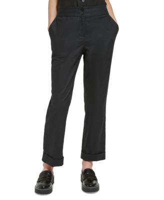 Calvin Klein Womens Linen-Blend Cuffed Pant