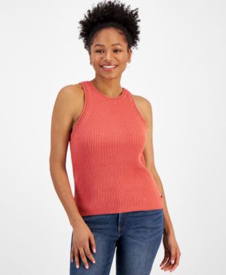 Tommy Jeans Womens Crochet-Trim Sleeveles Tank Top