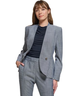 Tommy Hilfiger  Collarless Womens One Button Front Peplum Blazer