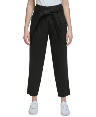 Calvin Klein Womens High-Rise Tie-Waist Pants