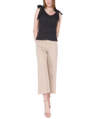 Black Tape Womens Cotton Tie-Shoulder Ribbed Knit Blouse Top-XL