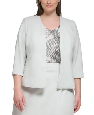 Calvin Klein Plus Size 34-Sleeve Open-Fron