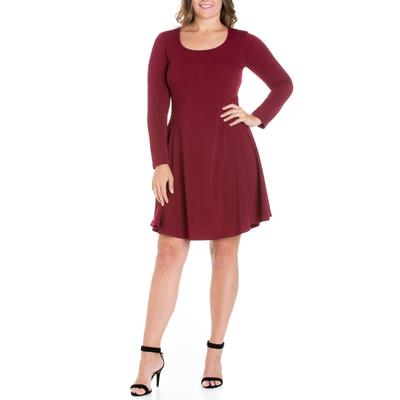 24seven Comfort Apparel Women's Plus size  Fit and Flare Skater Dress