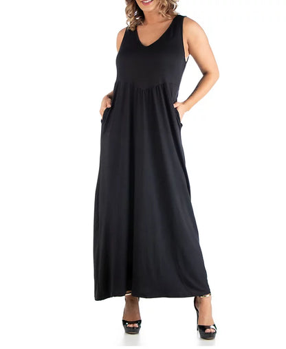 24seven Comfort Apparel Women's Plus Size Maxi Sleeveless Dress