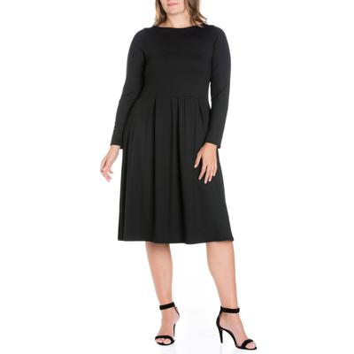 24seven Women's Plus Size Fit and Flare MIDI Dress