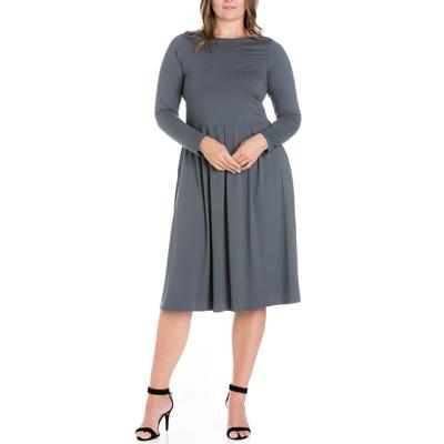 24seven Women's Plus Size Fit and Flare MIDI Dress